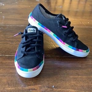Girls Rainbow black Keds 12.5